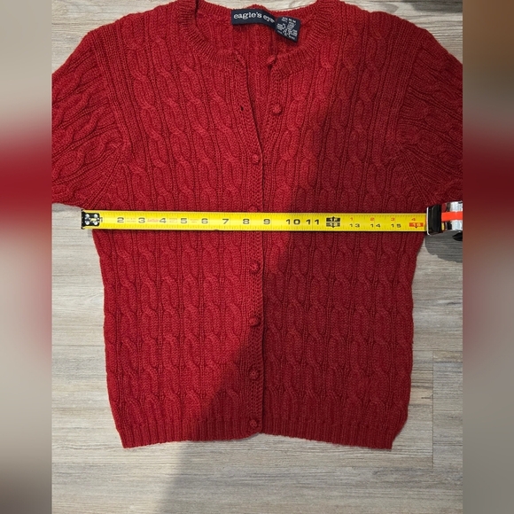 Vintage Eagles Eye Red Cable Knit Sweater - Picture 7 of 7